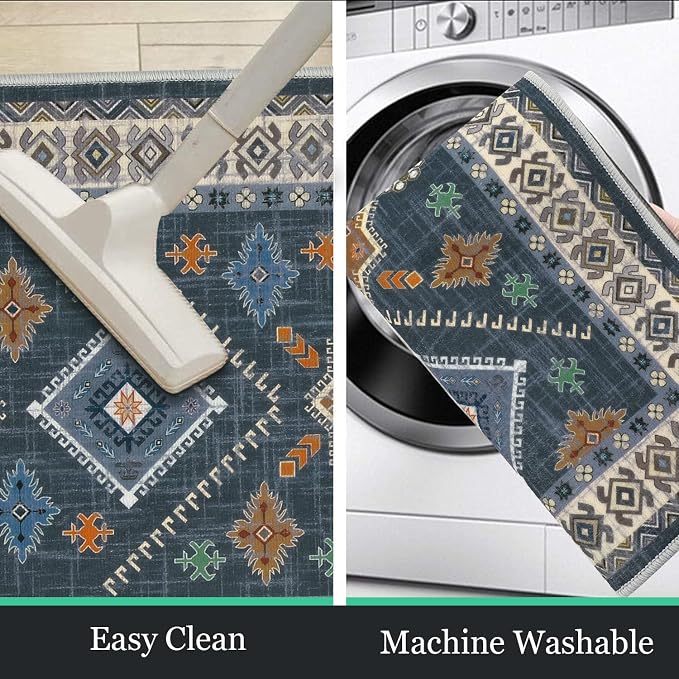 HEBE Boho Kitchen Rugs Set of 3, Non Slip Washable Kitchen Mats - Image 5