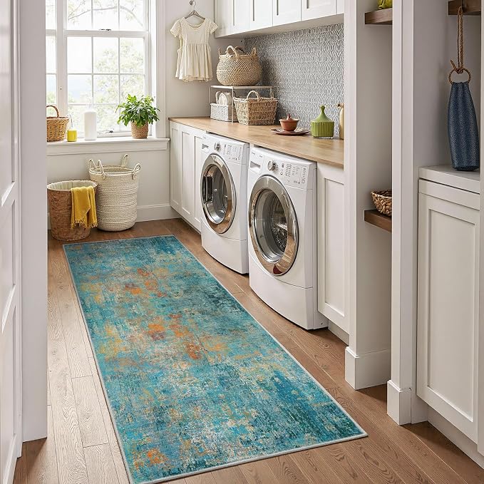RELEANY Washable Runner 2'x8' Abstract Area Rug - Image 3