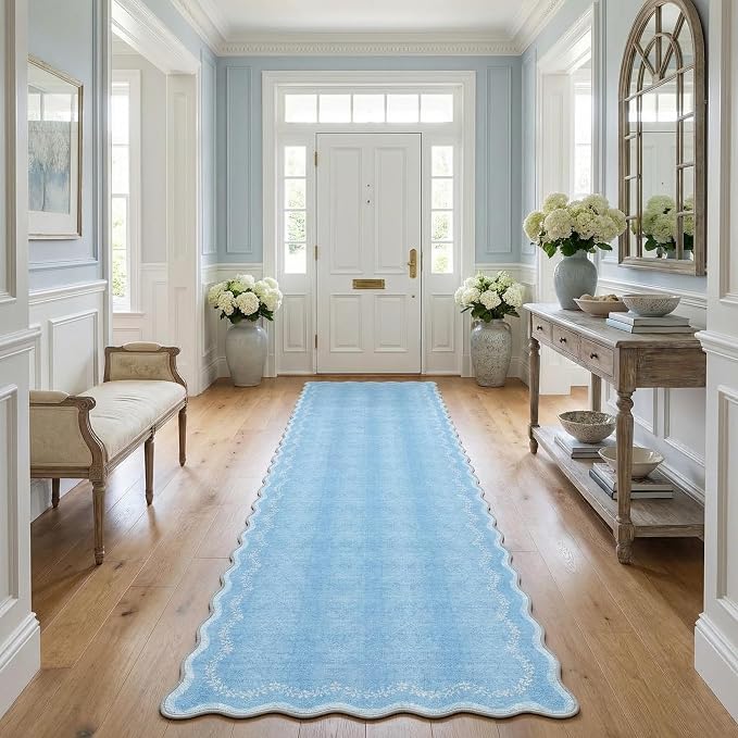 GarveeHome 2.5x10 Scalloped Washable Runner Rug Long Hallway Kitchen Rug | Soft by GarveeHome