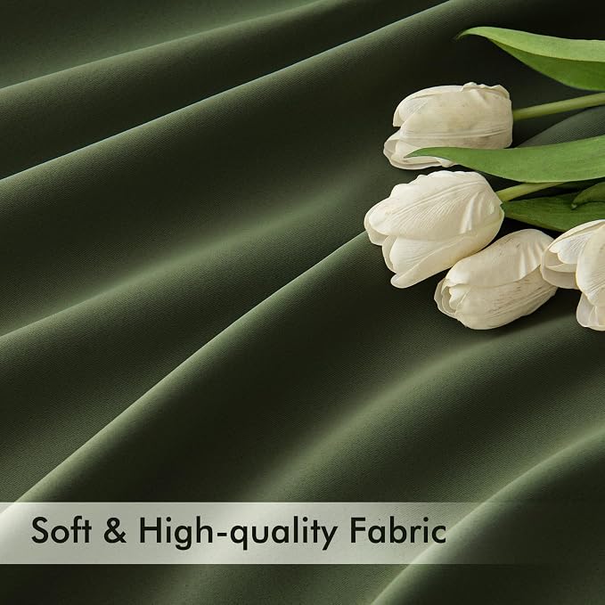 MIULEE Olive Green Back Tab Blackout Curtains 52x108 Inch Long 2 Panels Set | - Image 6
