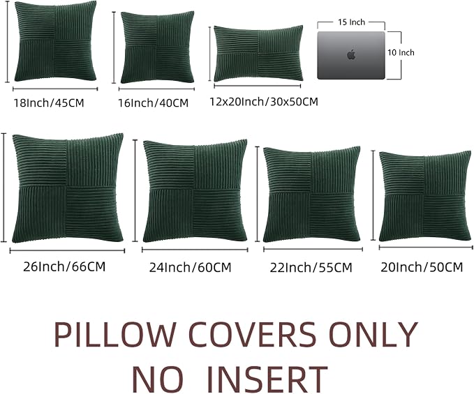 Fancy Homi Set of 2 Dark Green Samll Decorative Throw Pillow Covers 14x14 Inch - Image 5