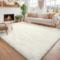 Amdrebio Cream Ivory White Large Rug 8x10 by Amdrebio