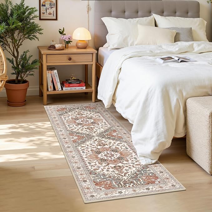 Yamaziot Washable Runner Rug, 2x6 Non-Slip Boho Vintage Hallway Kitchen Rug | - Image 5