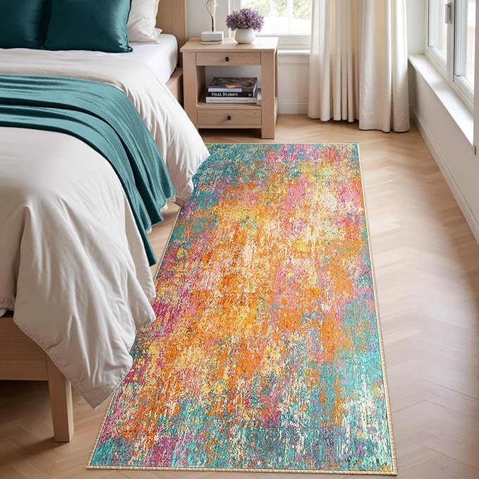 RELEANY Washable Runner 2'x6' Abstract Area Rug - Image 2