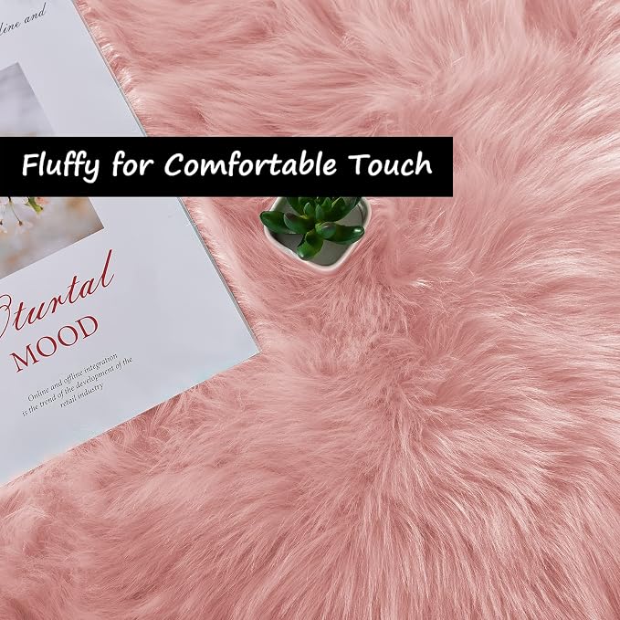 Goolela Pink Area Rug 5x7 Fluffy Fuzzy Furry Rug - Image 5