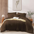 Monbix Full Comforter Set - 7 Pieces Chocolate Brown Bed in a Bag Full Size Bedding Sets with Comforters, All Seasons Down Alternative Comforter with Sheets, Pillowcases & Shams