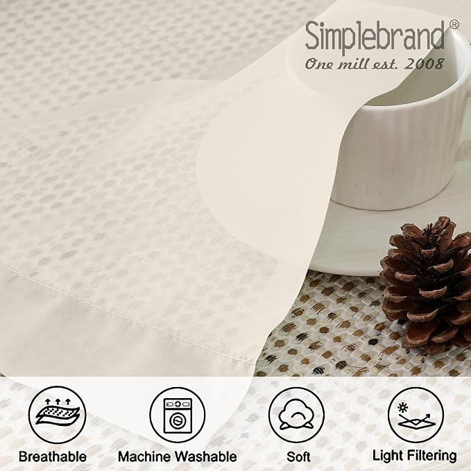 Simplebrand Cream Sheer Curtains 63 Inch Length 2 Panels, Rod Pocket Solid - Image 4