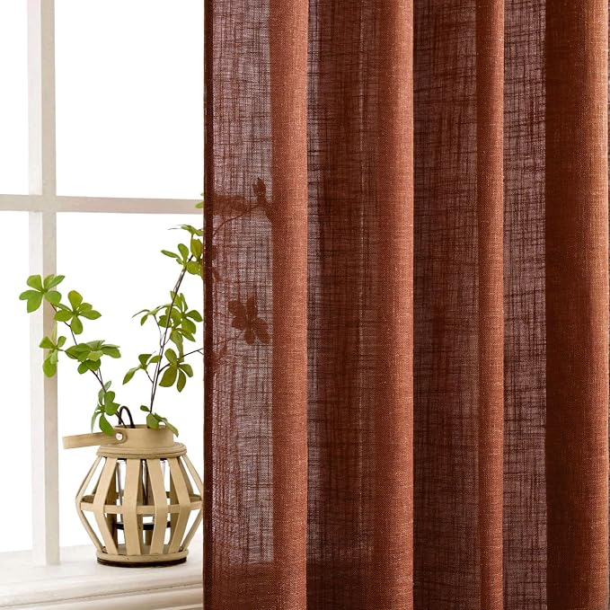 MIULEE Burnt Orange Fall Linen Curtains 42x84 Inch 2 Panels - Image 5