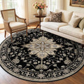 RELEANY Washable Area Rug, Round 6ft, Water Repellent, Pet Friendly, Vintage by RELEANY