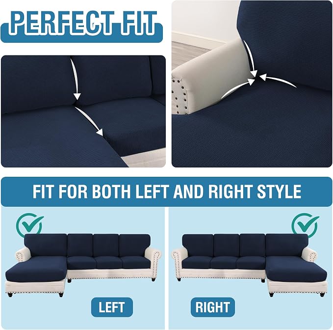 H.VERSAILTEX Sectional Couch Covers 8 Pieces Stretch Sofa Covers - Image 5