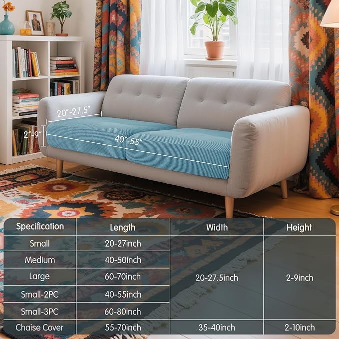Hokway Stretch Couch Cushion Slipcovers Reversible Cushion Protector Slipcovers - Image 3