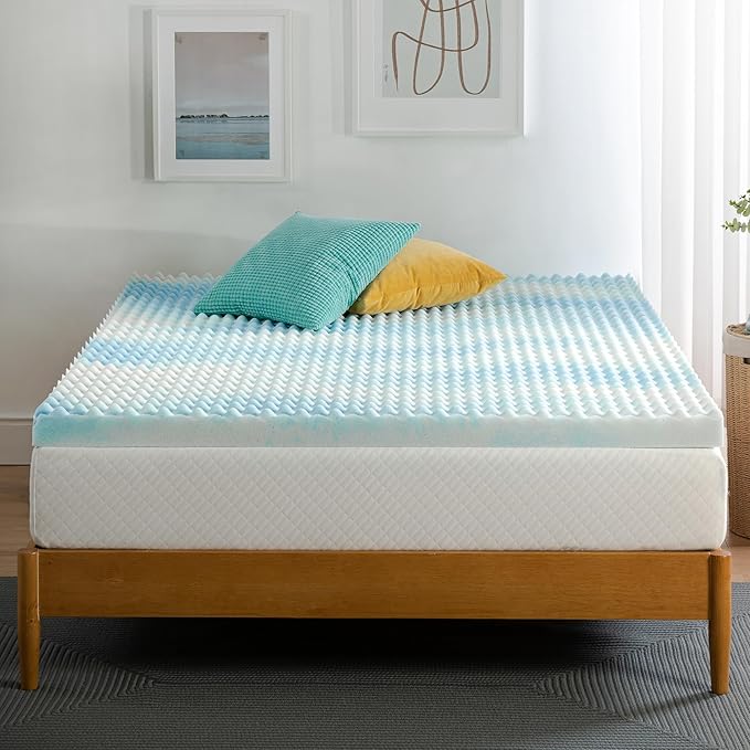 ZINUS 3 Inch Swirl Gel Cooling Memory Foam Mattress Topper, Smaller, More Convenient WonderBox Packaging, Cooling, Airflow Design, CertiPUR-US Certified, Full