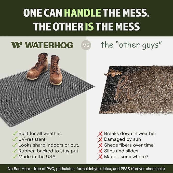 WaterHog Squares Front Door Mat Indoor Outdoor Entrance, All-Weather Mats | - Image 5