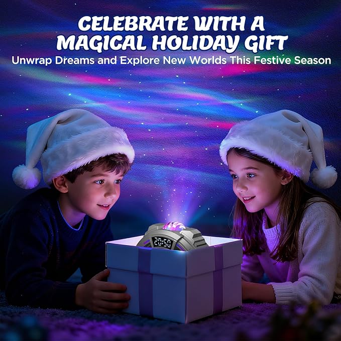 Flumy Aurora Projector Gift for Kids with Astronaut & Alien Night Light Projection, White Noise, Wireless Speaker, Alarm Clock, Remote Control, Room Decor for Bedroom Christmas Birthday Boys Girls