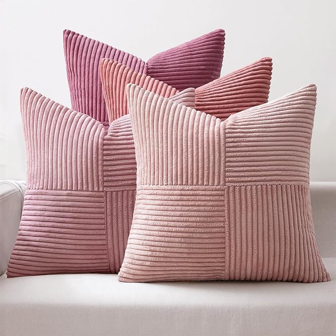 MIULEE Pink Spring Throw Pillow Covers 20x20 Inch Set of 4 Boho Farmhouse by MIULEE