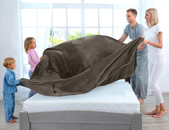 Utopia Bedding Ultra Soft Fleece Bed Blanket King Size Brown | Microfiber Plush - Image 9