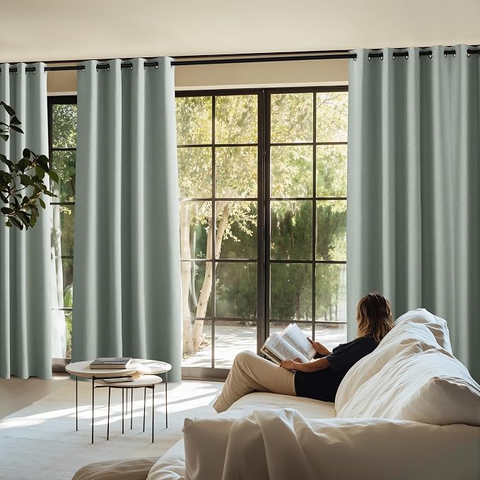 NICETOWN Full Shade Faux Linen Curtains 96" Long - Image 8