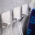 DELITON Adhesive Towel Hooks on Wall: Robe Hooks for Hanging Clothes Hats Stick on Bathroom/Kitchen SUS 304 Stainless Steel Silver