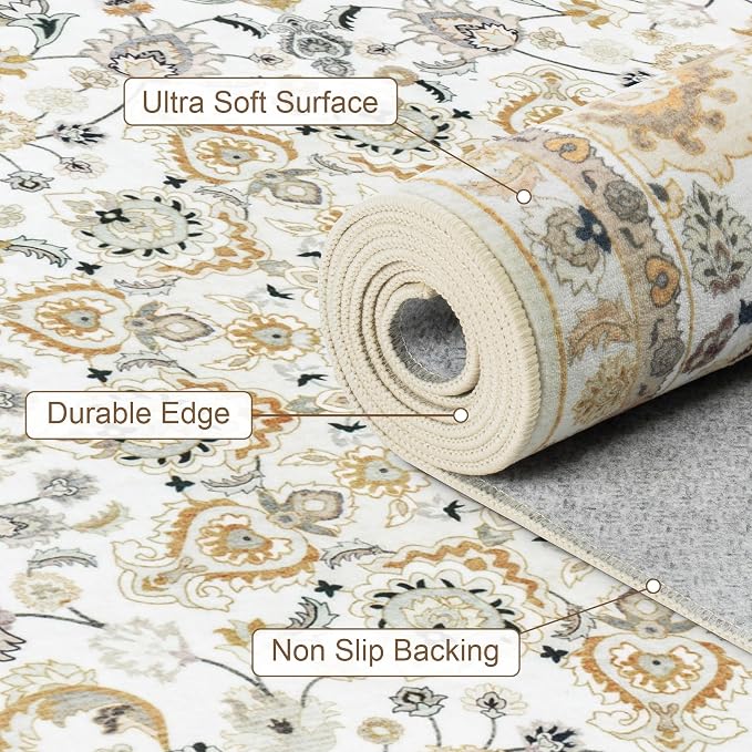 2x3 Area Rugs Living Room: Washable Vintage Rug - Image 7