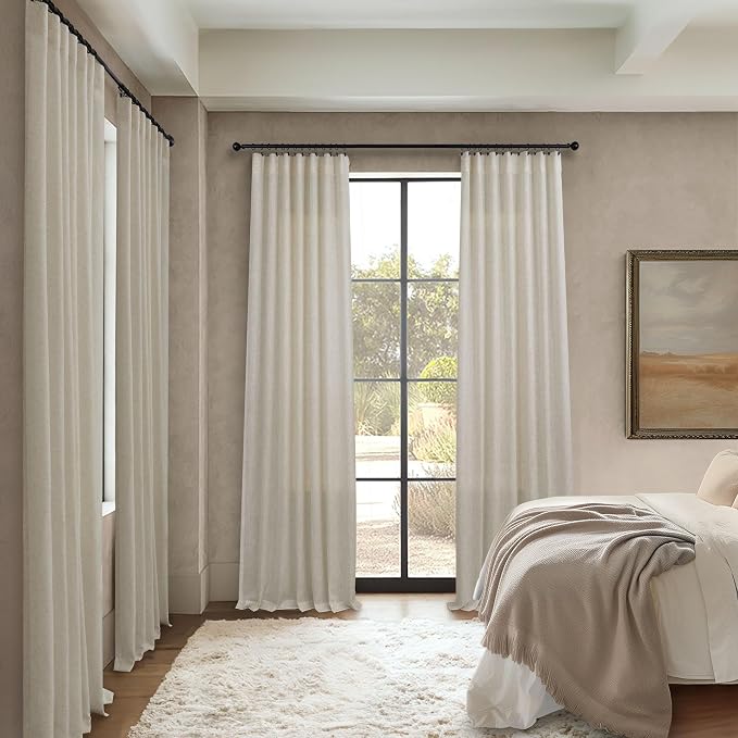 Pitalk Beige Sheer Curtains 80 Inch Length - Image 7