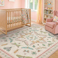 Butterfly Area Rugs 5x7 for Baby Nursery, Cute Light Pink Rugs for Bedroom Girls by HazoHaus