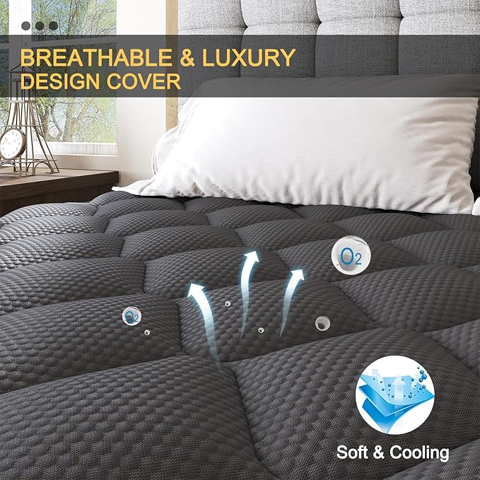 King Mattress, 10 Inch Hybrid Mattresses Euro Top Medium Firm for Back & Lumbar Support, 100 Night Trial, Individual Pocket Spring Bed for Motion Isolation & Pressure Relief