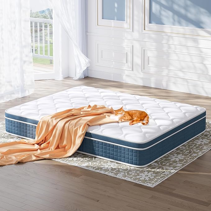 koorlian Twin XL Mattress, 10 Inch Hybrid Mattress Twin XL with Individual Pocket Springs and Pressure-Relieving Memory Foam, Breathable, Medium Firm Mattress in a Box 80"x39"x10"