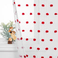MYSKY HOME Pom Pom Curtains for Girls Bedroom 63 Inch Long Red Nursery Curains for Kids Room Sheer Curtains for Christmas Living Room Playroom Rod Pocket Window Drapes 52" x 63" Set of 2