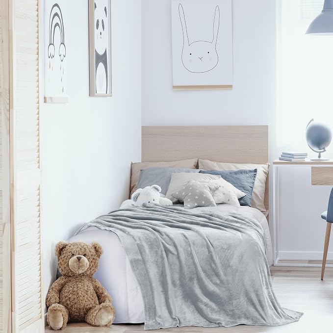 Utopia Bedding Soft Fleece Bed Blanket Twin Size Light Grey | Microfiber Plush - Image 8
