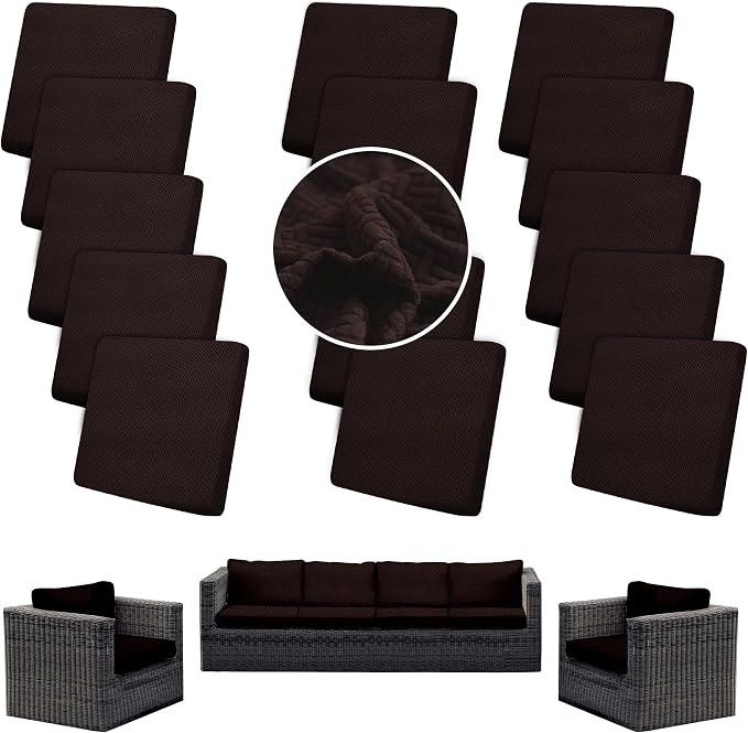 14PCS Patio Cushion Covers, Patio Furniture Couch Seat Slipcovers | Washable by SUKAIKEQA