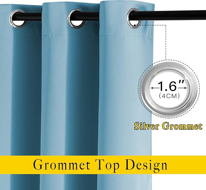 NICETOWN Teal Blue Curtains 96 inches Long, Grommet Thermal Insulated Blackout Curtains Privacy Window Treatments for Boys Room/Living Room, W46 x L96, 2 Panels