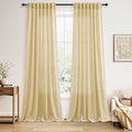 Cream Yellow Linen Curtains 90 Inches Long by Nanspring