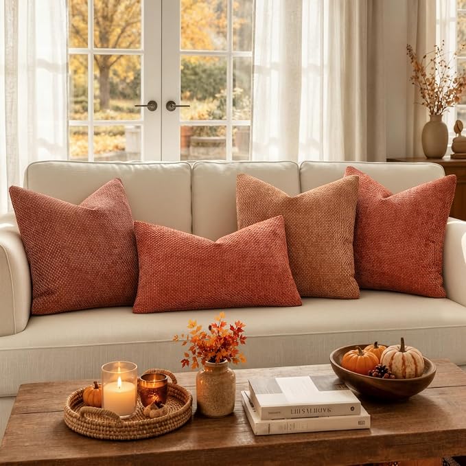 MIULEE Fall Decorative Couch Throw Pillow Covers 20x20 Burnt Orange 2 Pack | - Image 5