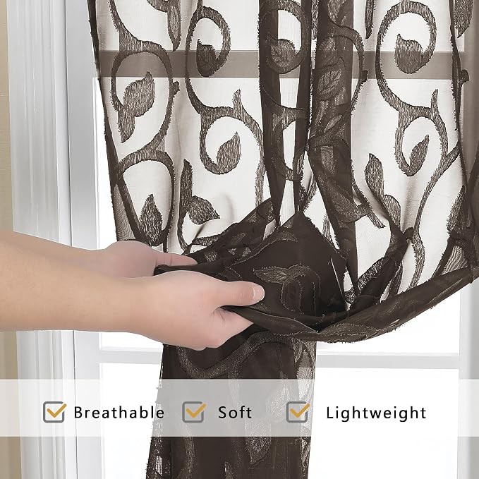 Furman Chocolate Sheer Curtains 63 inch Length - Image 6