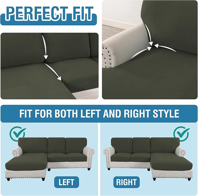 H.VERSAILTEX Sectional Couch Covers 3 Pieces Sofa Seat Cushion Covers L Shape - Image 5