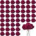 100PCS Artificial Hydrangea Flowers, Fake Flowers Silk Hydrangea Full Flowers Heads with Stems for Wedding Home Party Shop Baby Shower Decor (Fuchsia)
