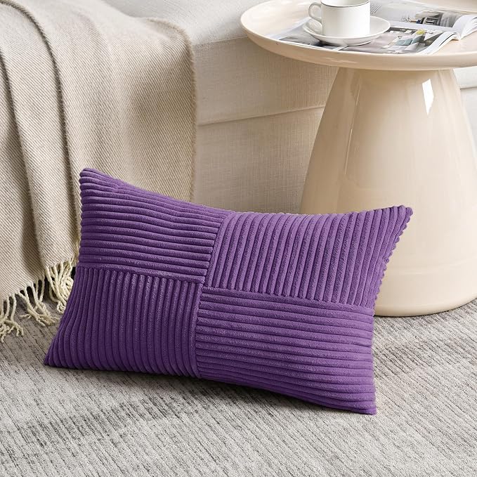 Fancy Homi 2 Packs Purple Lumbar Decorative Throw Pillow Covers 14x24 Inch - Image 2
