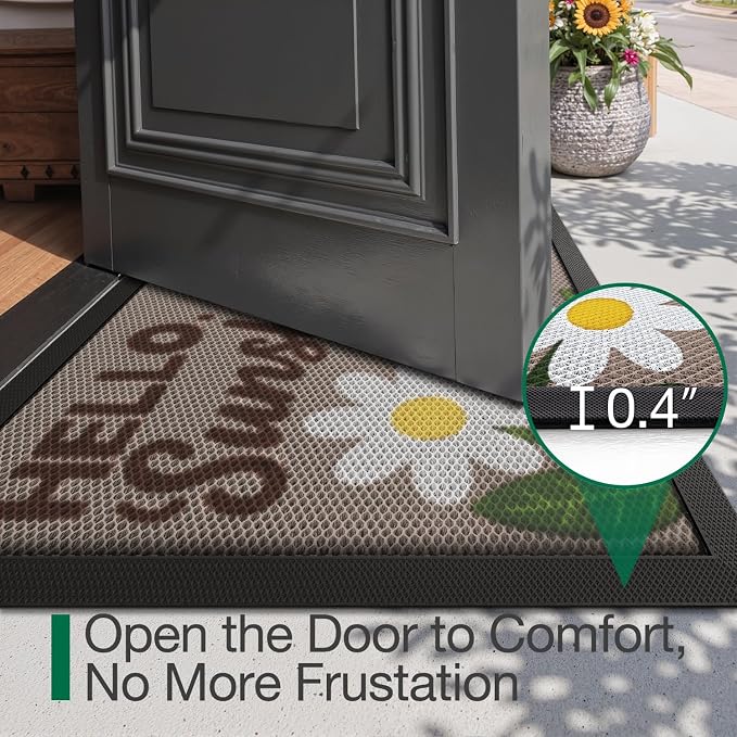 LUMI Outside Welcome Door Mat 17x30, Non-Slip Durable Rubber Easy Clean | - Image 4
