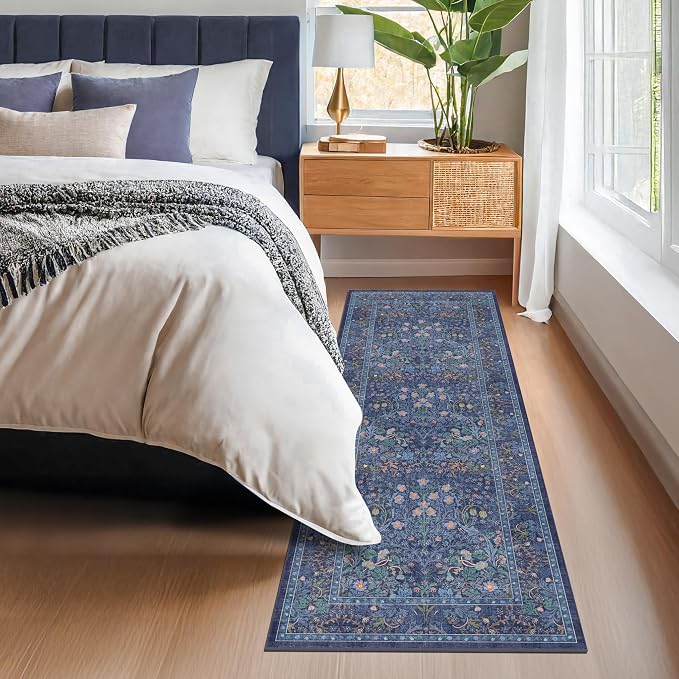 Non Slip 2x6 Dark Blue Kitchen Runner Rug - Image 7
