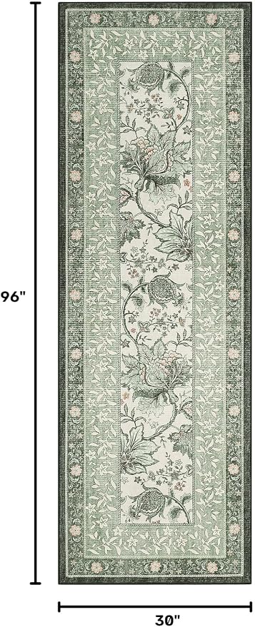 GarveeHome Sage Green 2.5 x 8 Washable Kitchen Runner Rugs Non Slip Provence - Image 2