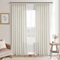 Extra Long Pleated Semi Sheer Flax Linen Curtains Cream Ivory 132 Inch Long | by Twodrapes