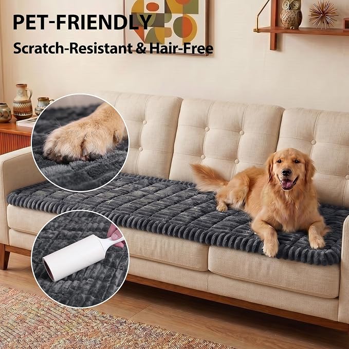 Fixwal Waterproof Flannel Dog Couch Cover, 27.6" x 70.9", Dark Grey | - Image 6