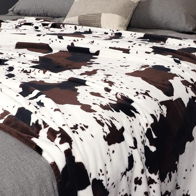 Edenleaf Flannel Cow Print Blanket 60"x80", Ultra Cozy Cow Throw Blanket - Image 5