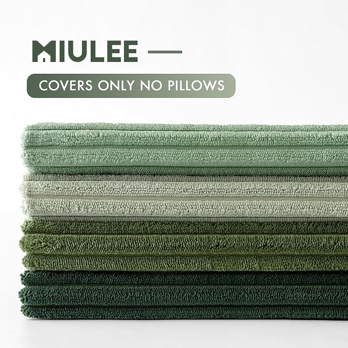 MIULEE Soft Corduroy Decorative Throw Pillow Covers Forest Green 22x22 | Set of - Image 7