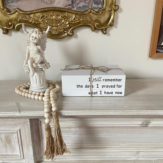 Decorative Books for Home Decor, White Faux Books for Decoration, Rustic Farmhouse Stacked Display Books (I Still Remember)