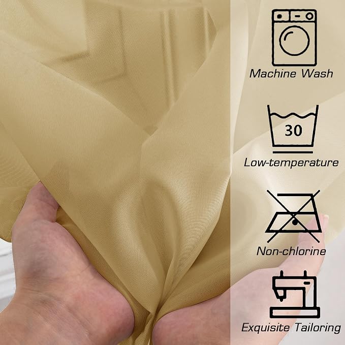 Simplebrand Gold Sheer Curtains 72 Inches Long 2 Panels - Image 6