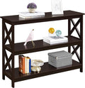 Yaheetech Console Table with 3 Storage Shelves, 3-Tier Entryway Table, Sofa Side Narrow Long Bookshelf for Hallway Living Room, Accent Furniture, Espresso