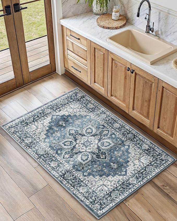 AMADA HOMEFURNISHING 2x3 Washable Area Rug, Low-Profile Entryway Rug - Image 4