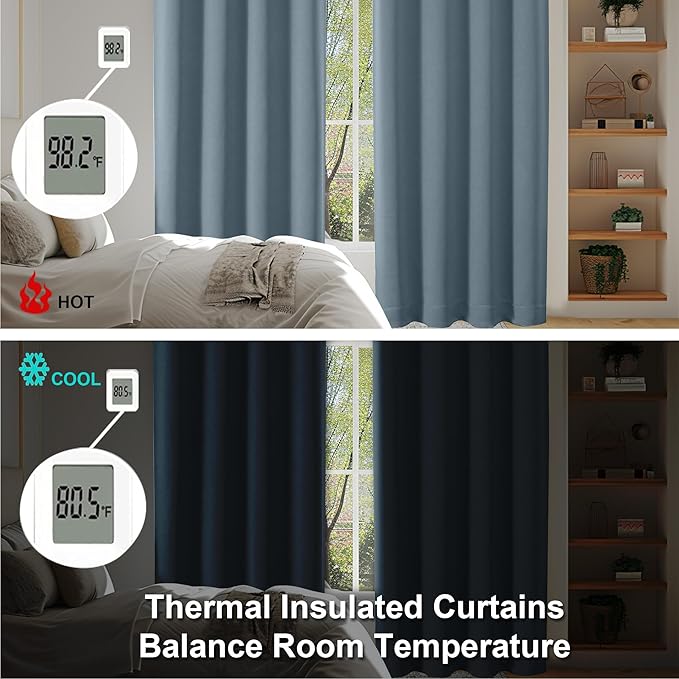 Simplebrand Ava Stone Blue Short 24 Inches Blackout Curtain 2 Panels Set - Image 6