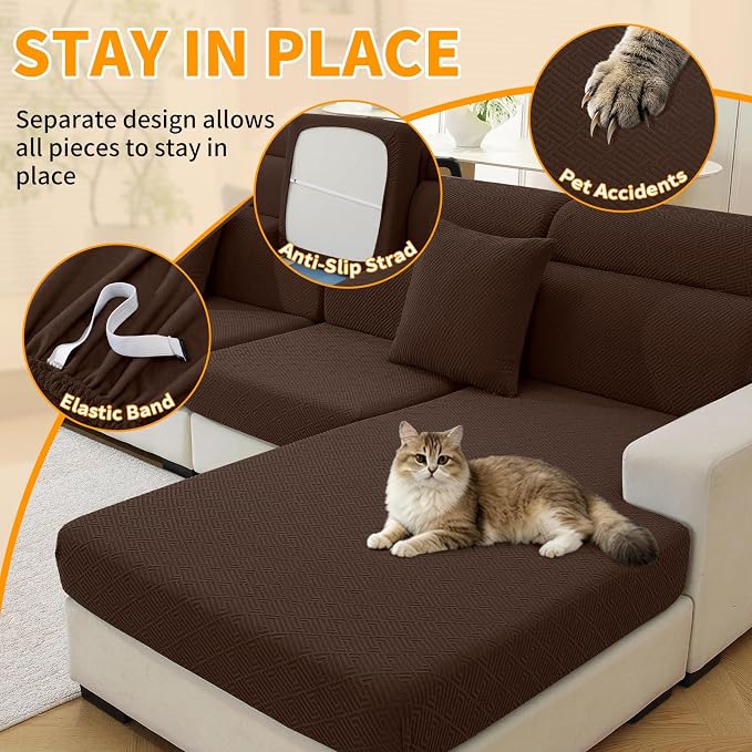 XINEAGE Couch Cushion Covers, Loveseat Seat Slipcovers - Image 5